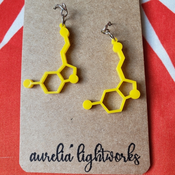 Serotonin molecule earrings - Picture 2 of 7